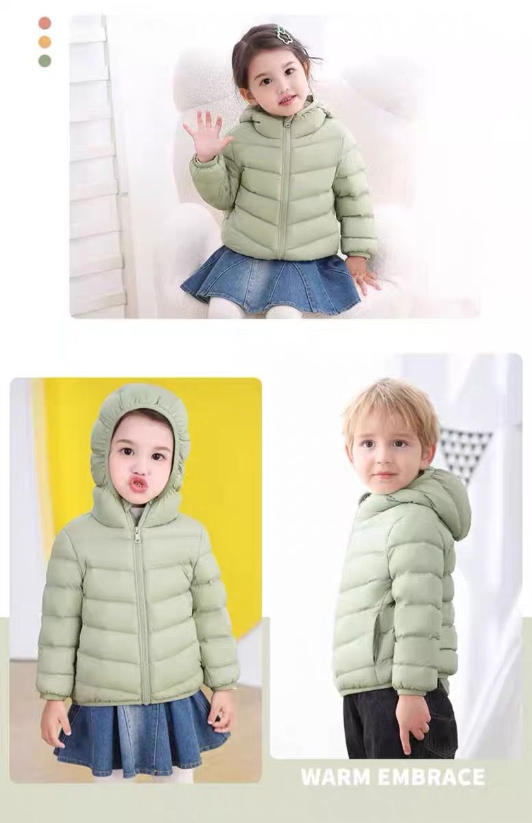 Leichter Daunenmantel mit Kapuze für Jungen und Mädchen, Wintermantel mit 90 % weißer Entenfederfüllung, wasserabweisendem Nylon-Obermaterial, 7 Farben (90–160 cm)_voghion.com