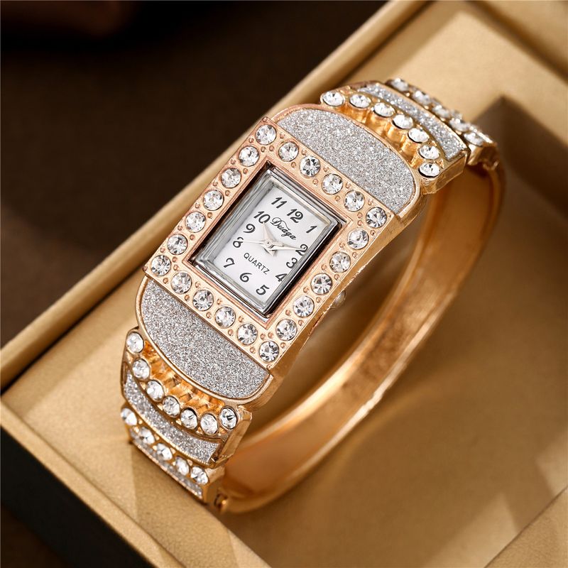 Diamantquadratische Armbanduhr im europäischen und amerikanischen Stil, glänzende und farbenfrohe Damen-Quarzuhr, tägliches Geschenk zum Geburtstag, Jahrestag und Valentinstag_voghion.com