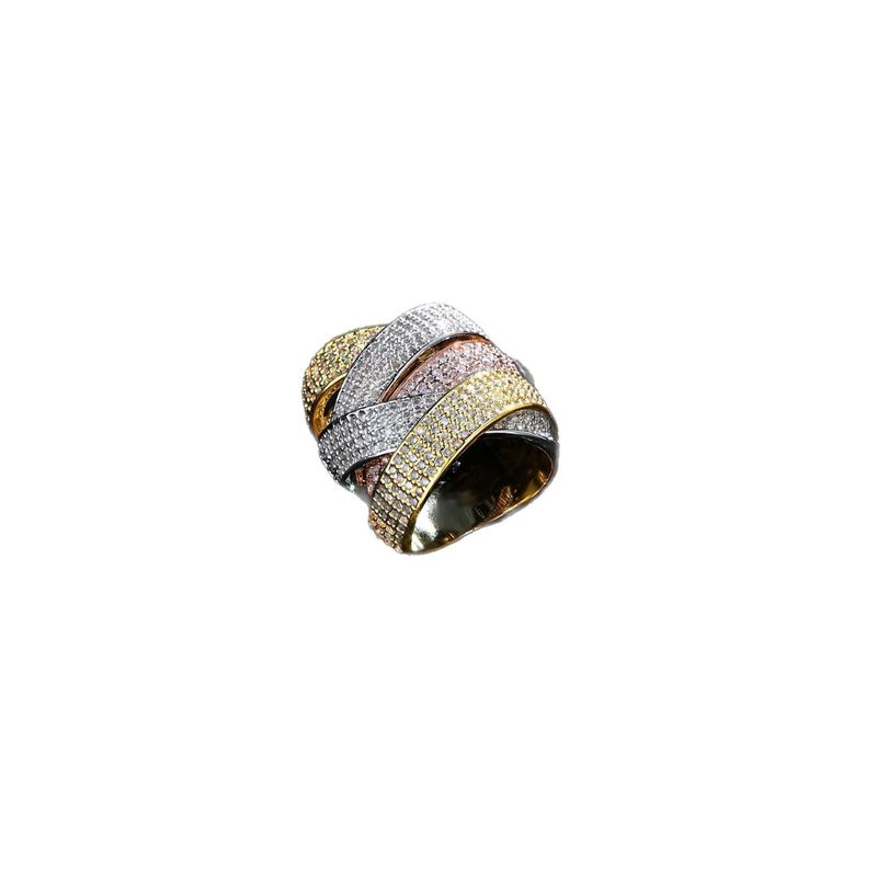 Anello cubano unisex in zircone placcato oro, leggero, di lusso, di alta qualità, alla moda, in stile hip-hop, lucido_voghion.com