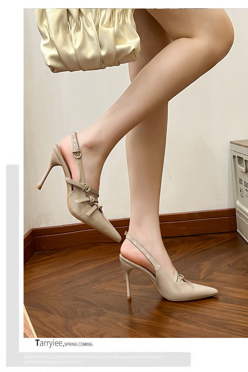 Niche Design 2024 New Summer Commuting Style French Luxury Sense Pointed Fashion Versatile Rear Air High Heels Single_voghion.com