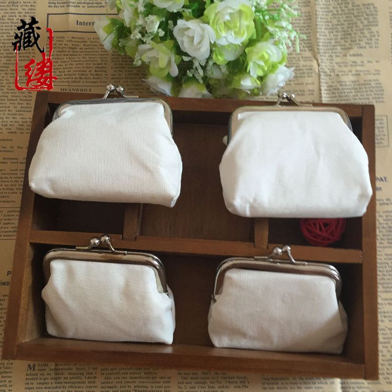 Fluoreszierende reine weiße Leinwand Geldbörse Student Stoff Münztüte Kinder Brieftasche Weihnachten kleines Geschenk_voghion.com