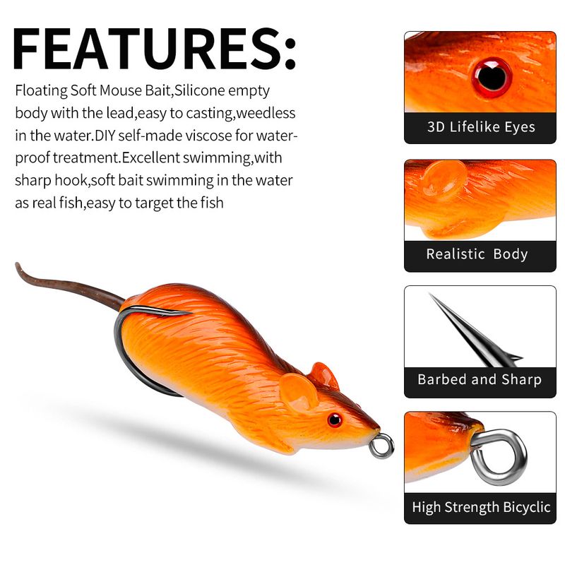Lure Double Hook Simulation Frog Mouse 6cm 11.5g Soft Bait For Snakehead Fishing_voghion.com