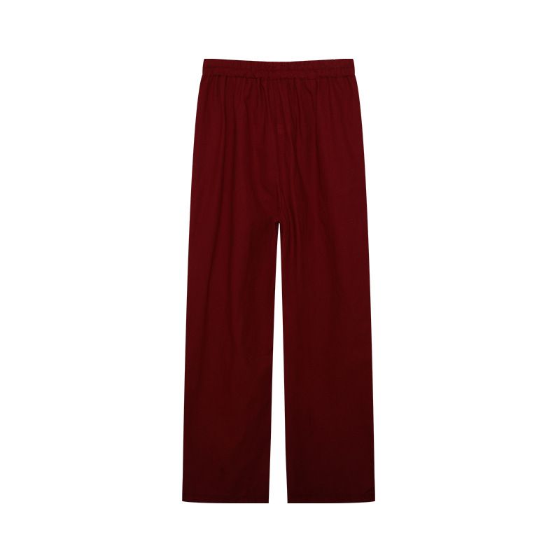 Damenbekleidung Zweiteiliges Set für Damen mit langärmeligem Revers und lässigem Frühlings- und Herbstanzug in einfarbiger Hose mit weitem Bein_voghion.com