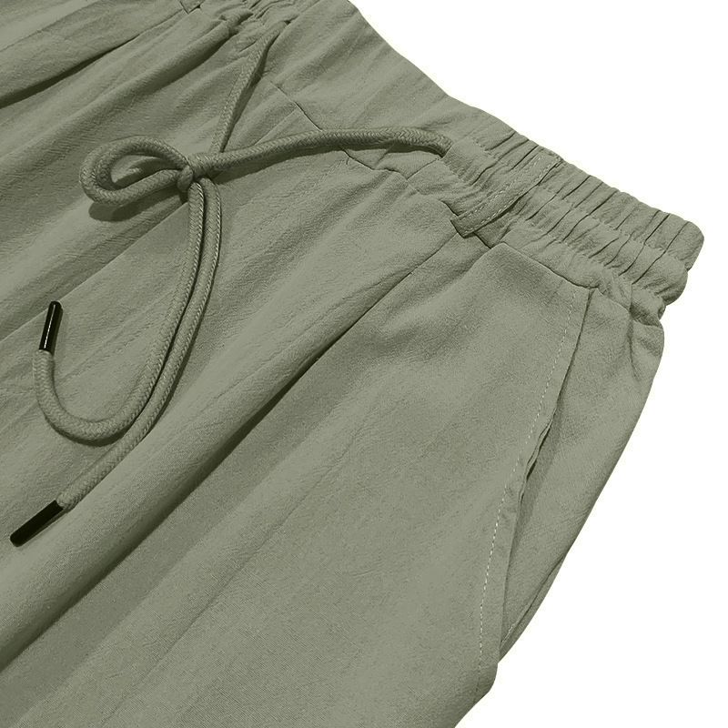 "Freizeithose aus Leinen für Herren - Atmungsaktive Sommerhose mit gerader Passform für Outdoor- und Strandkleidung (Weiß, Schwarz, Grau, Khaki, Armeegrün)"_voghion.com