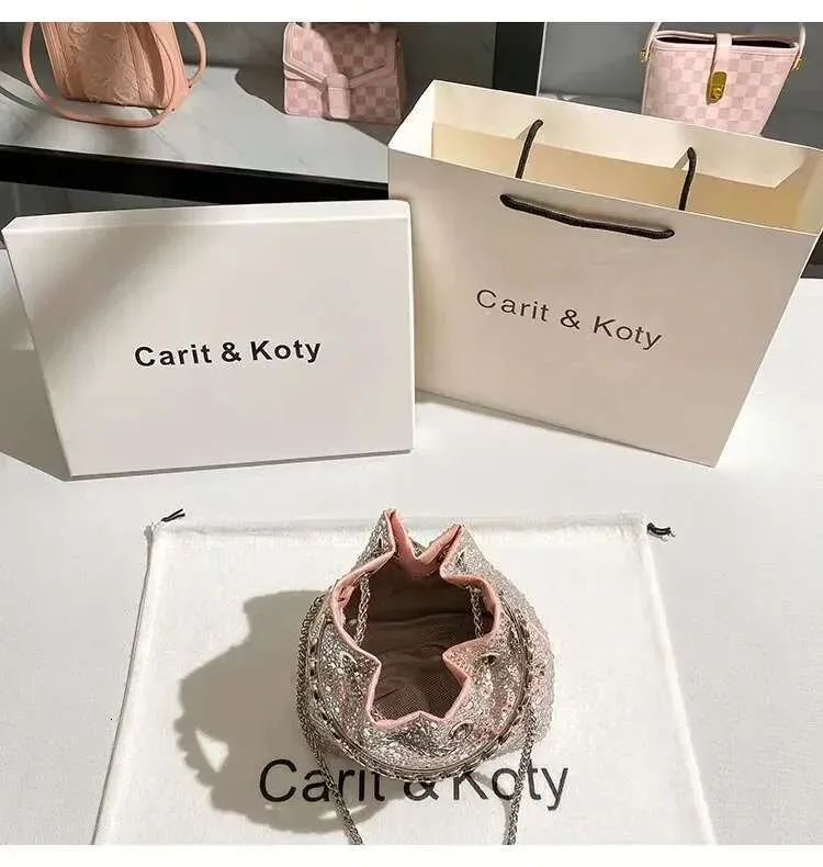 Borsa a tracolla con manico ad anello in metallo con glitter lucido Dias da sera, da donna, da festa, da sposa_voghion.com