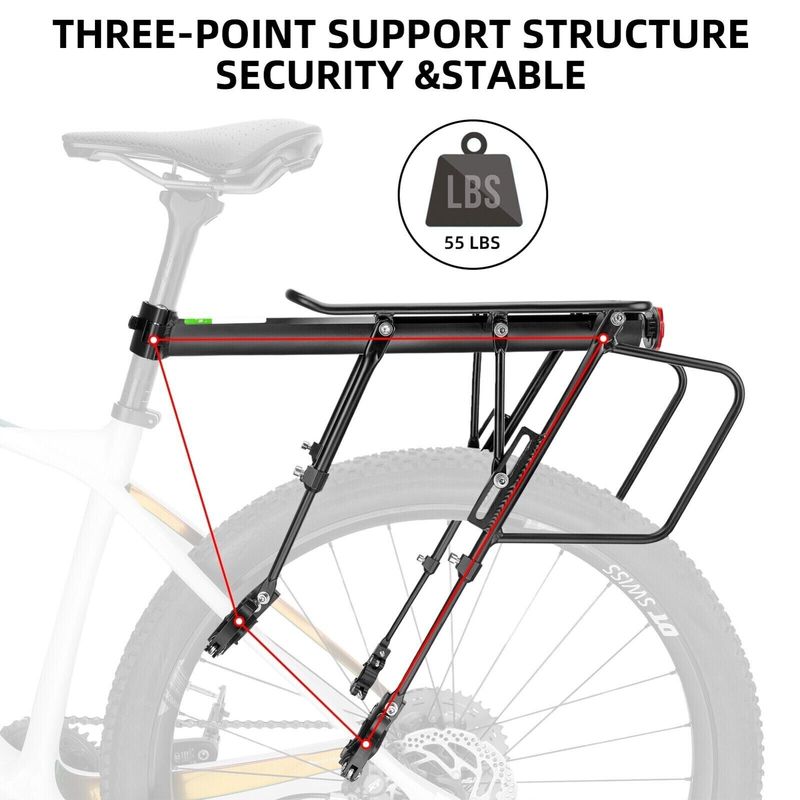 ROCKBROS - W pełni funkcjonalny, szybkozłączny aluminiowy bagażnik rowerowy na rowery górskie MTB 26" - 29"_voghion.com