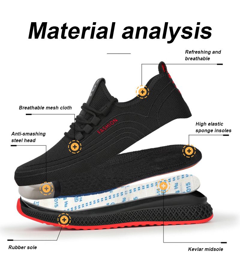 Scarpe da lavoro con punta in acciaio e rete traspirante Manlegu, scarpe da lavoro traspiranti per uomo e donna, stivali di sicurezza leggeri e antiforatura_voghion.com