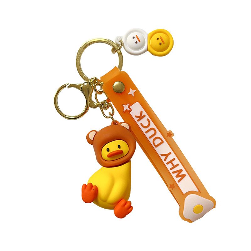Portachiavi con testa di dinosauro, simpatico cartone animato, collo storto, anatra, coniglietto, bambola, auto, borsa_voghion.com