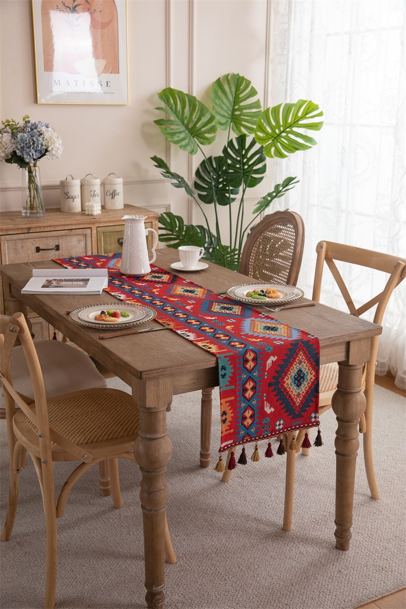 Nuovo copritavolo da caffè in stile americano con nappa in jacquard di poliestere, copriletto e copriletto_voghion.com