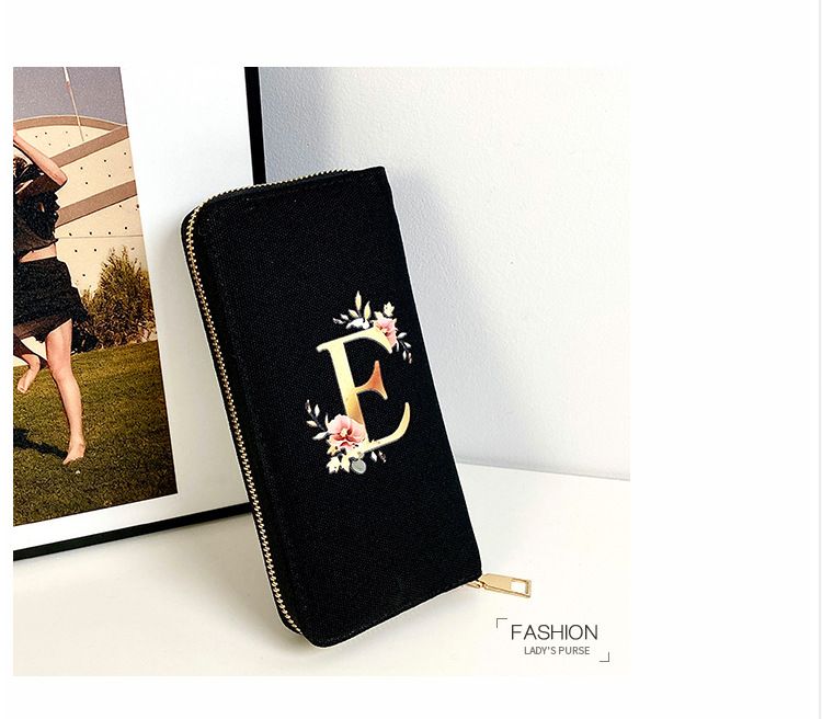 Women’s Bags Canvas Printed Hand Held Coin Purse Portable Mobile Phone Bag Zipper Large Capacity Women's Wallet_voghion.com