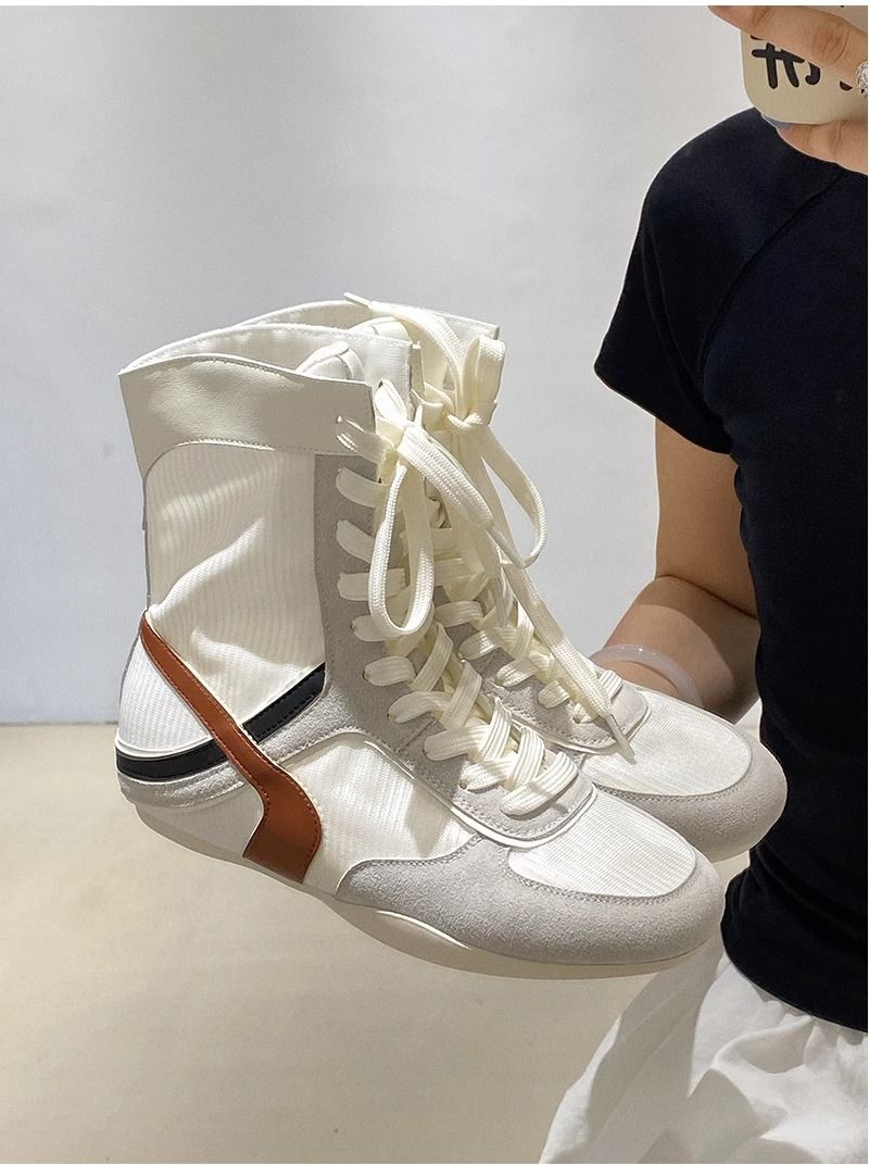 Women Boxing Boots Miu Series Height Increasing Casual Genuine Leather Boxing Boots For Women Lightweight Comfortable Breathable Sports_voghion.com