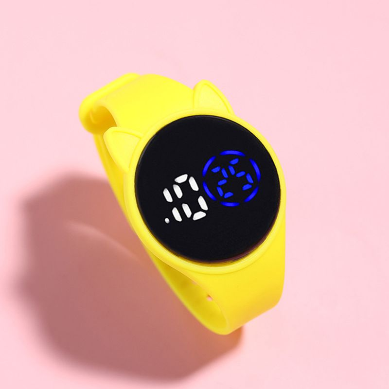 Xinweiqing Electronic Watch Luminous Swimming Round Dial Cartoon Cat Ear Sport LED Digital Bracelet for Student_voghion.com