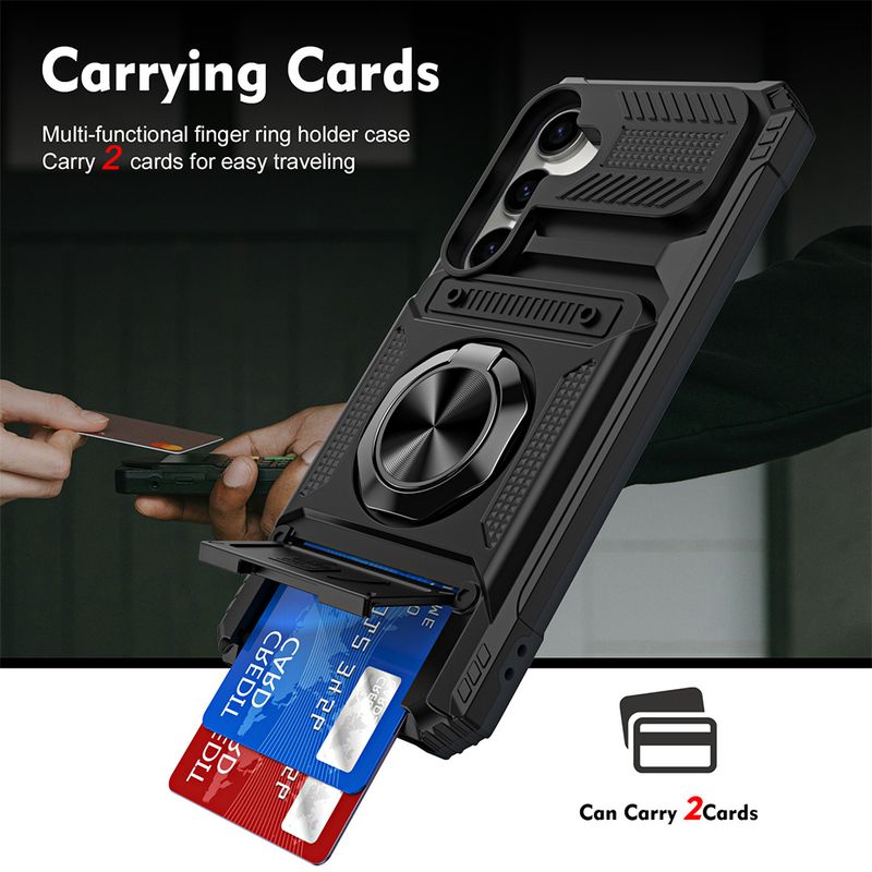 Dual Layer Drop Protection Cover For Samsung Galaxy A56 A55 5G A35 A25 A26 A36 A16 A15 Magnetic Ring Bracket Card Bag_voghion.com