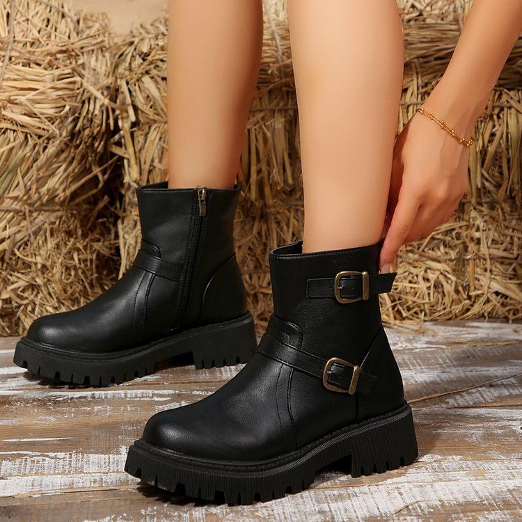 Vintage Martin boots women's new autumn and winter explosive motorcycle boots single boot snow boots_voghion.com