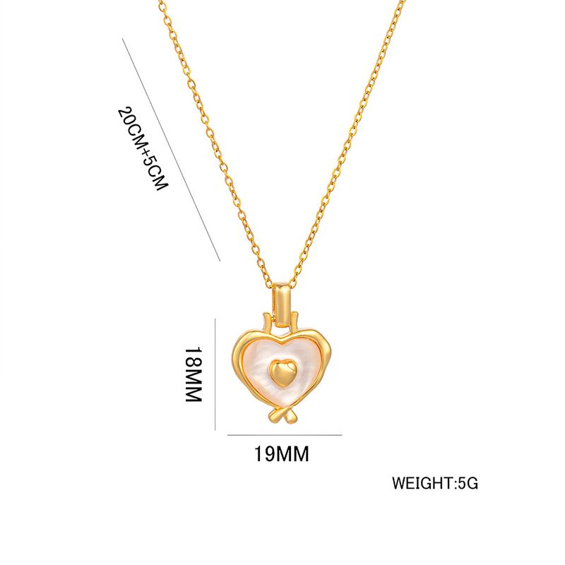 【Titanstål】 Sommarnytt Hjärtkärlekshänge Halsband Modern Vit Matchande Icke-blekande Nyckelbenskedja_voghion.com