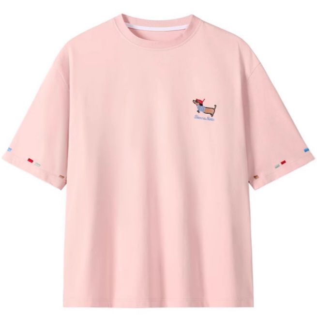 2025 Sommer Neue Weiße Basis Große Größe Hund Stickerei Kurzarm T Lose T-Shirt Kühlen Atmungsaktive Top Für Männer_voghion.com
