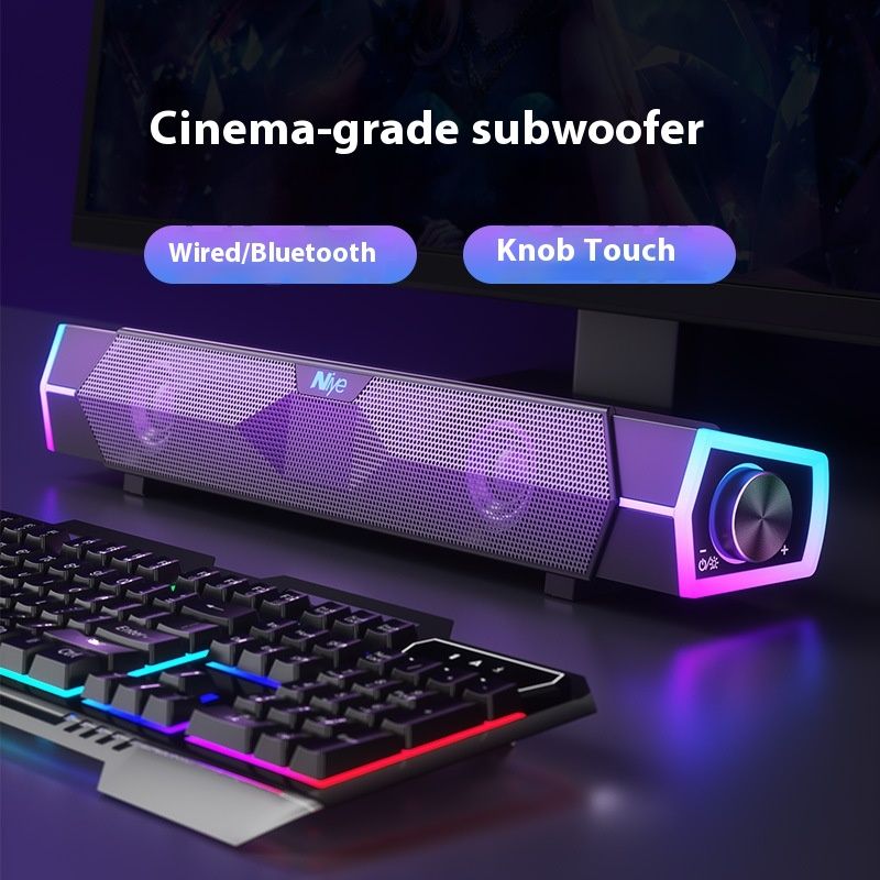 Barre de son Bluetooth pour ordinateur, haut-parleur double, caisson de basses, son surround de niveau cinéma_voghion.com