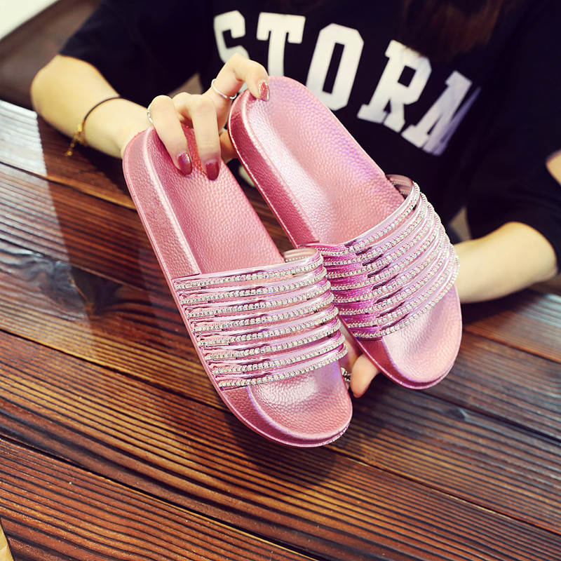 Olesale New Style Ready Stock Cross Border Independent Station Plus Size Craft Hausschuhe Shiny Diamond Sandalen Casual One Line Damen Sandalen_voghion.com