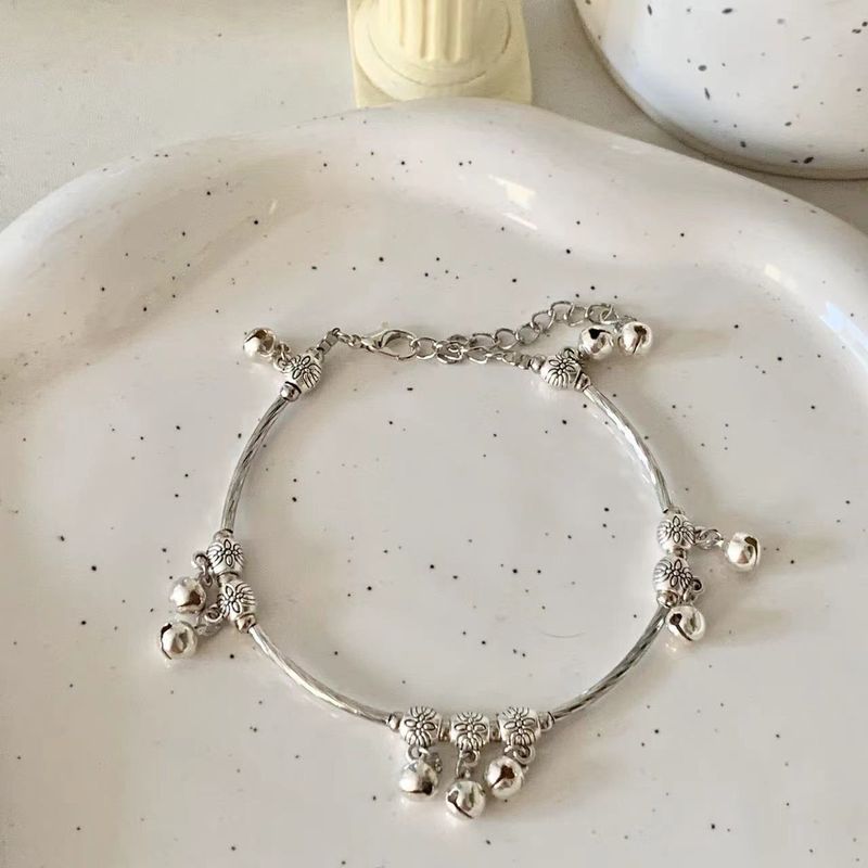 Cavigliera con campanella tibetana in argento danzante per donna, stile etnico coreano semplice, fatto a mano, stile foresta per studenti._voghion.com