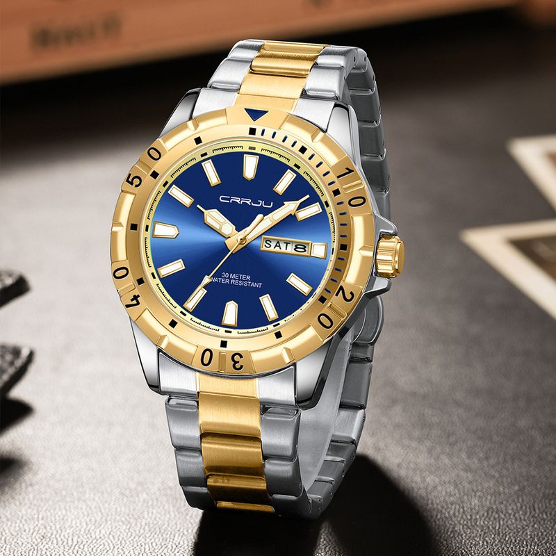 Men's Waterproof Quartz Watch With Large Dial, Date Display, And Business Style, Alloy Case, Mineral Glass, 30M Water Resistance_voghion.com