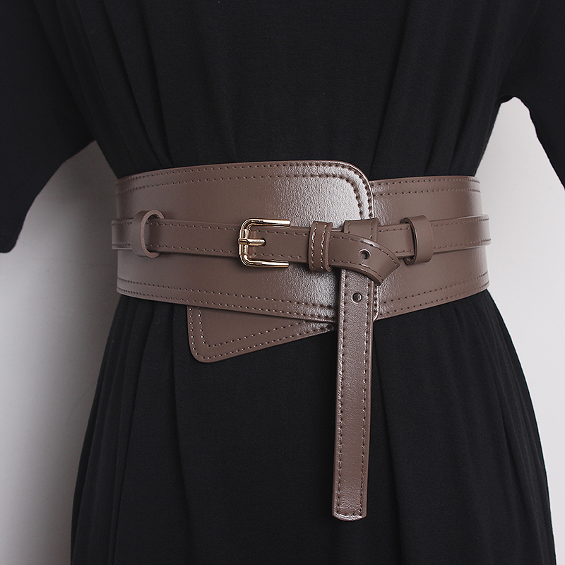 Ceinture large en cuir véritable pour femmes, jupe décorative pratique, manteau en laine, costume pull, ceinture polyvalente de style ins_voghion.com