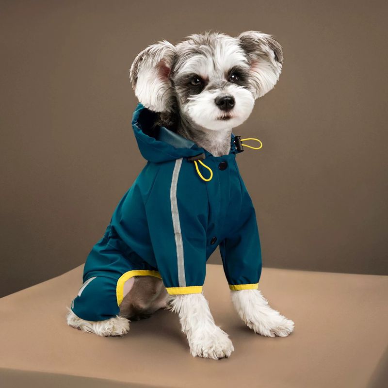 Regenmantel Volle Abdeckung Vierbeiniger wasserdichter Regenponcho Teddy Pomeranian Regentag Haustierkleidung für kleine und mittlere_voghion.com