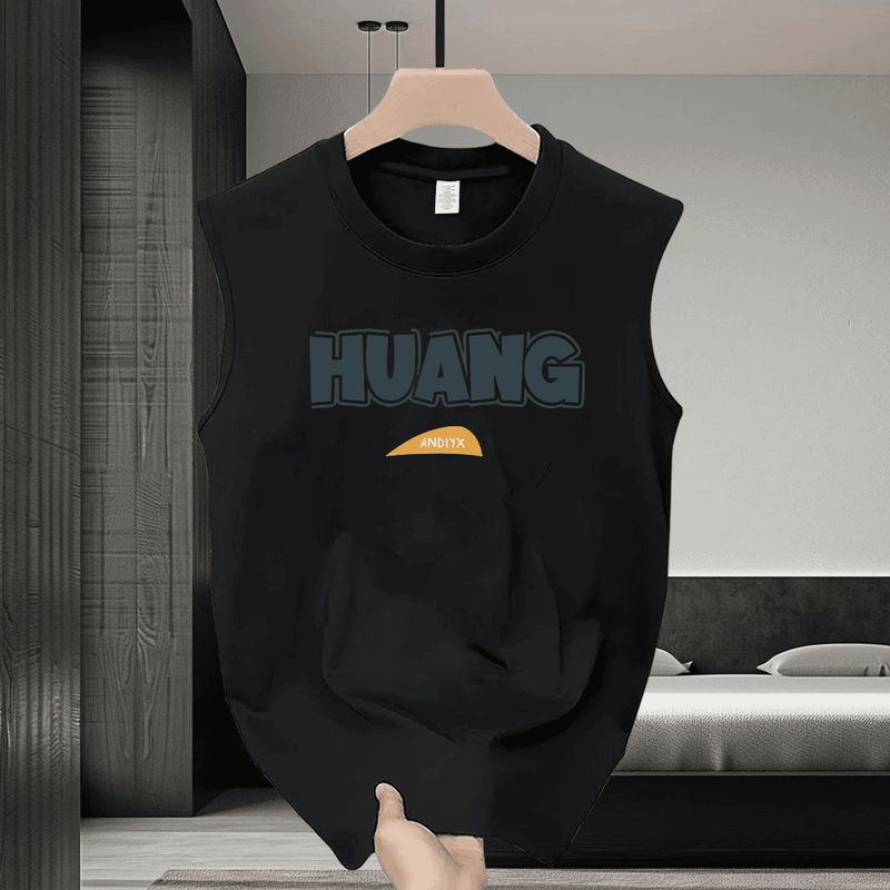 Herrkläder Basket Sport T-shirt Sommar Herr Rund Hals Tryckt Ärmlös Väst Lös Väst Sweatshirt Bottoming Top_voghion.com