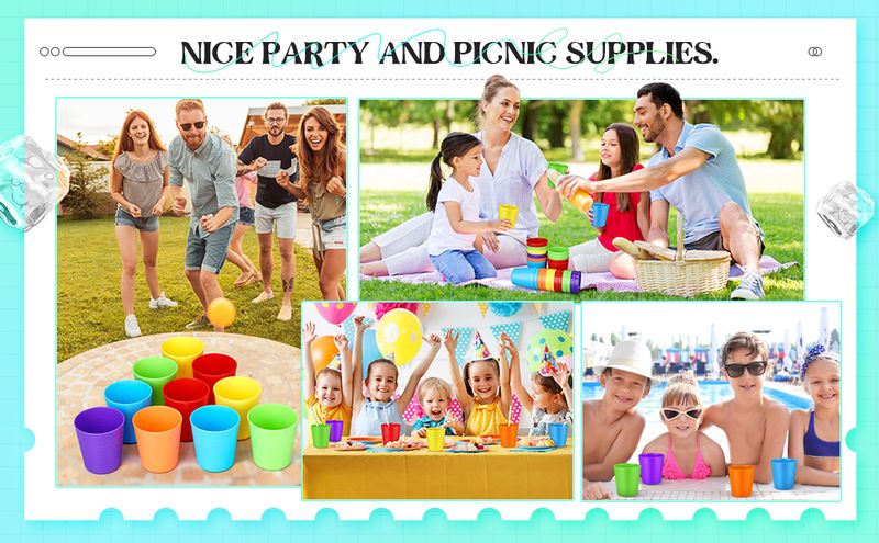 Lot de 36 gobelets réutilisables en plastique incassables et empilables pour enfants de 227 ml, pour jus de fruits et boissons, pour tout-petits, bébés et enfants_voghion.com