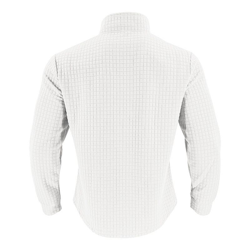 Men's Casual Pullover Sweatshirt With Jacquard Design, Stand Collar & Half-Zip, Loose Fit, Autumn/Winter Essential_voghion.com