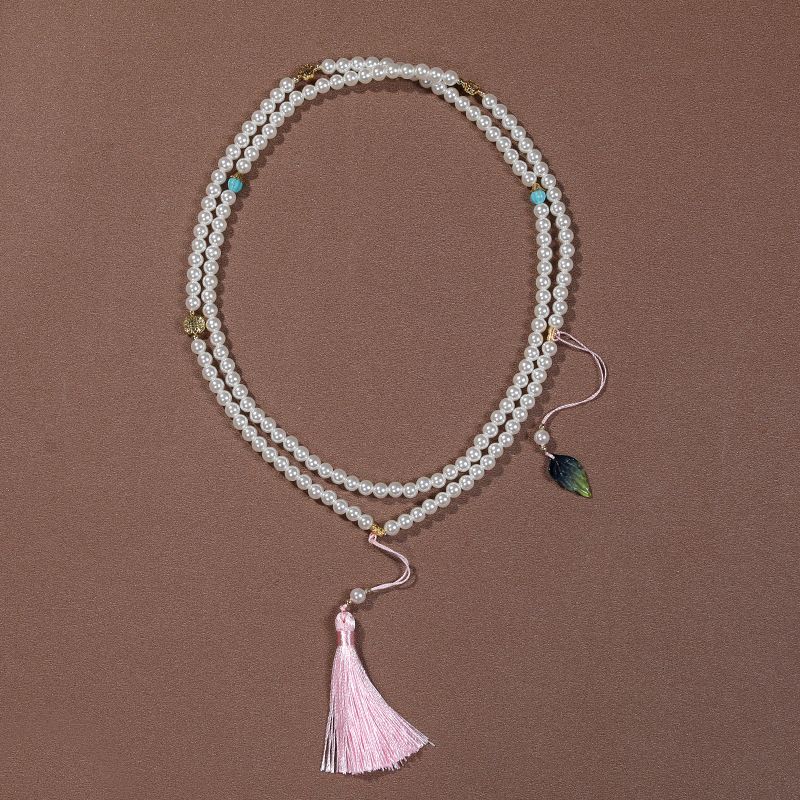 Collier long en perles de cinabre, plusieurs styles de port, nouvelle tendance nationale chinoise 2024, chaîne de pull à bandoulière_voghion.com