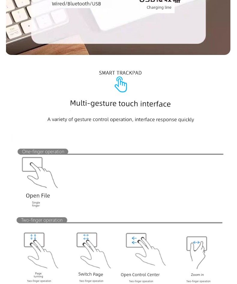 Mouse touchpad wireless multi-gesto a tre modelli, motore, vibrazione, ricaricabile, portatile, seconda scheda di controllo per laptop_voghion.com