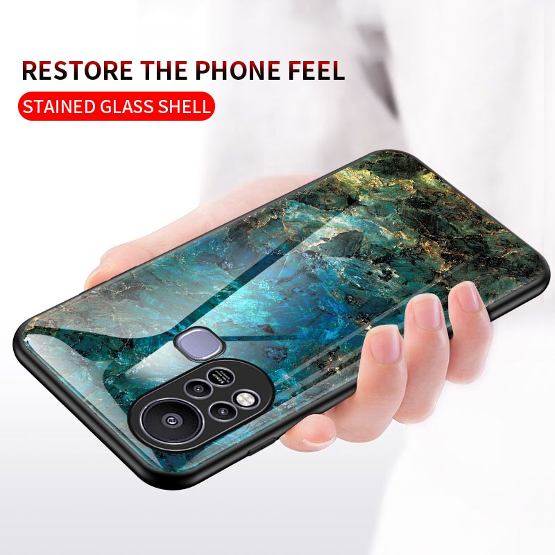Infinix Hot 11S Hot 11 Note 10 Pro Case Luxe marmeren gehard glas harde hybride beschermhoes C_voghion.com