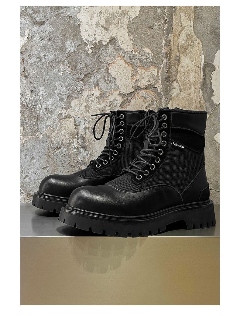 Thick-soled Heightening Martin Boots Tooling Boots Outdoor Hiking Boots Retro Short Boots_voghion.com