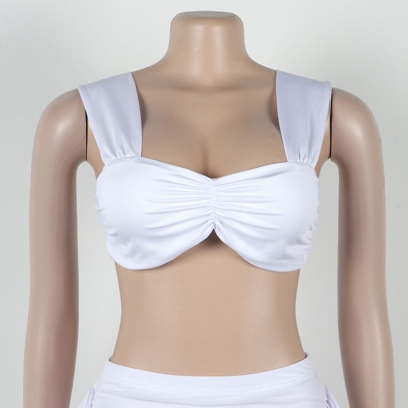 Ensemble deux pièces jupe à volants décontractée pour femme_voghion.com