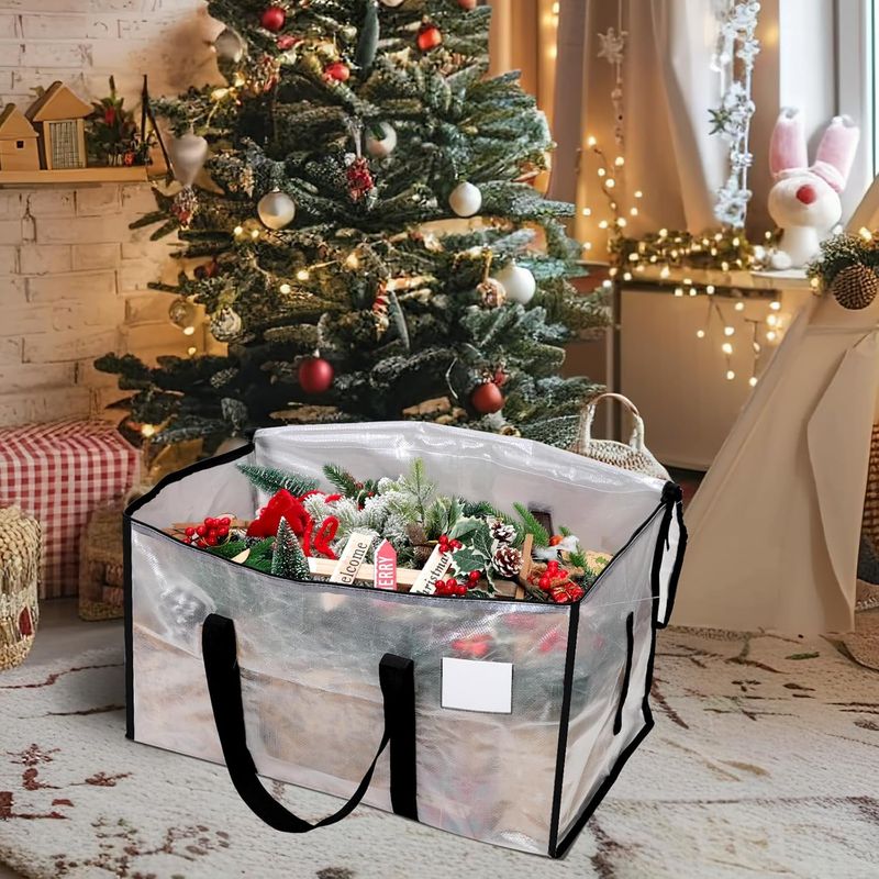 4 bolsas resistentes con tapas transparentes y cierre de cremallera para almacenamiento navideño_voghion.com