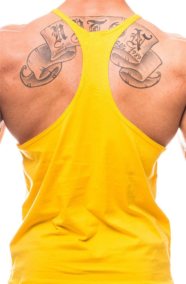 Trendy Summer Muscle Exercise Brother Men's Fitness Tank Top Elastic Pure Cotton Sling Racerback Tank Top_voghion.com