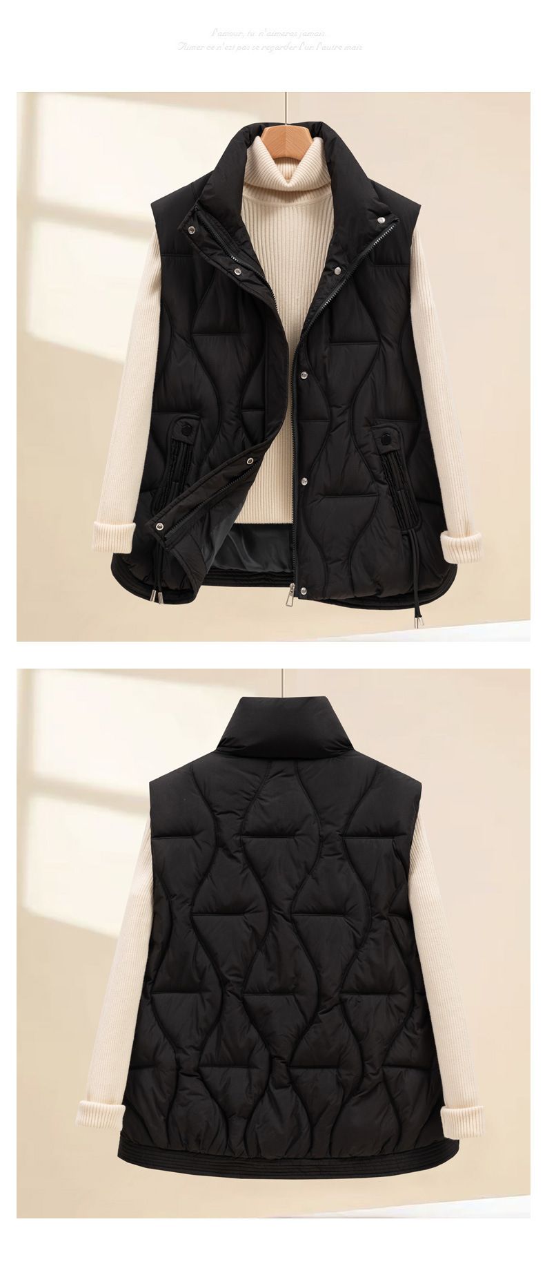 Women's Padded Vest With Stand Collar, Winter Warm Quilted Jacket, Loose Fit Casual Outerwear, Lightweight Puffer Gilet For Autumn & Winter_voghion.com