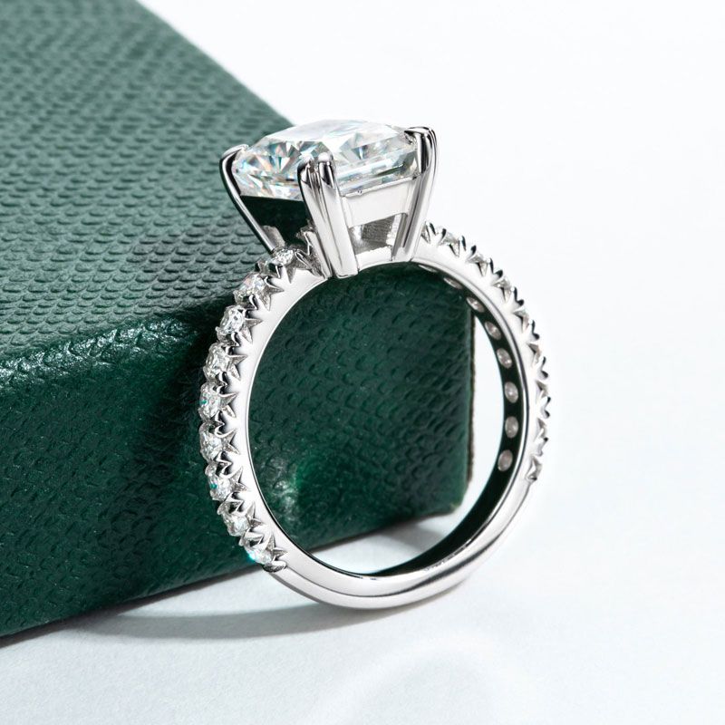 DEZO All Moissanite Engagement Rings For Women Solid Sterling Sier Radiant Cut 4 Carat VVS1 D Color GRA Certificate_voghion.com
