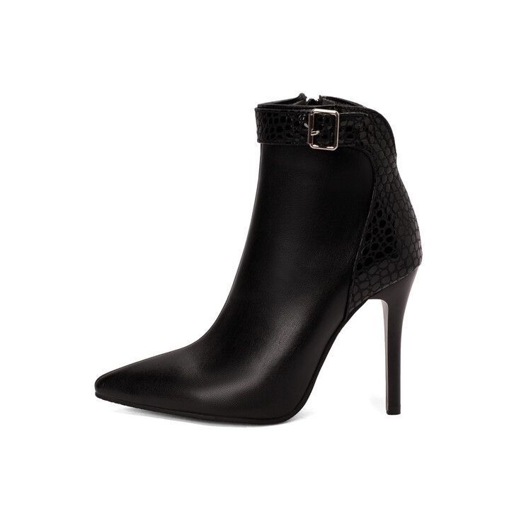 2022 European and American style pointed thin heel fashion women's boots leopard print short boots foreign trade large size color matching short boots_voghion.com