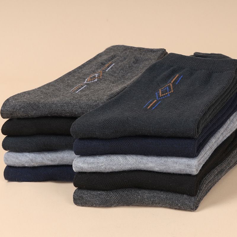 Long Tube Small Diamond Pattern Men's Business Casual Dad Middle-aged Elderly Thickened Autumn And Winter Mid-length_voghion.com