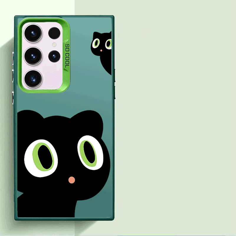 Custodia rigida per telefono con design a forma di gatto nero per Samsung Galaxy S23/S22/S21/Note 20 - Custodia protettiva alla moda per telefono, antigraffio_voghion.com