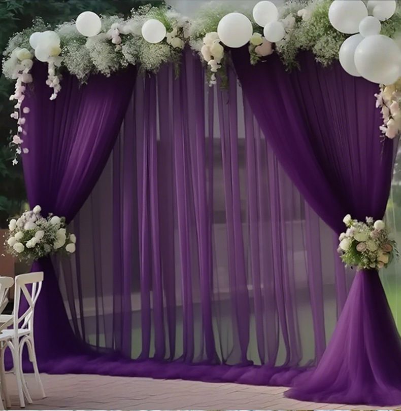 Sheer Curtain Scene Chair Back Mesh Party Ceiling Arrangement Drapery Decoration Supplies_voghion.com