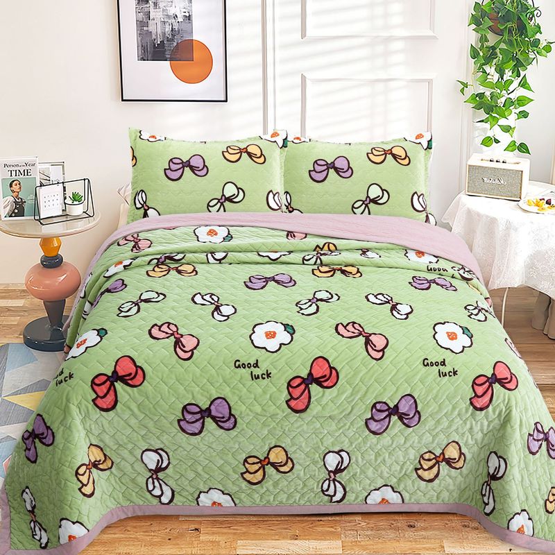Douyin transmissão ao vivo fio tingido algodão puro capa de cama três peças conjunto inverno dupla face bebê lã lençol conjunto de cama fabricante_voghion.com