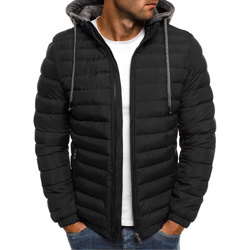 Manteau d'hiver 2021 en duvet pour homme, couleur unie, épais, ample, rembourré en coton, taille européenne_voghion.com