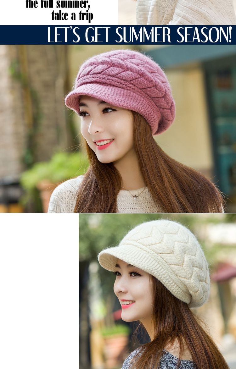 Women's Hats Middle Aged And Elderly Autumn And Winter Warm Knitted Wool Hat Plus Velvet Fashionable All Match Beret Hat Women Winter_voghion.com