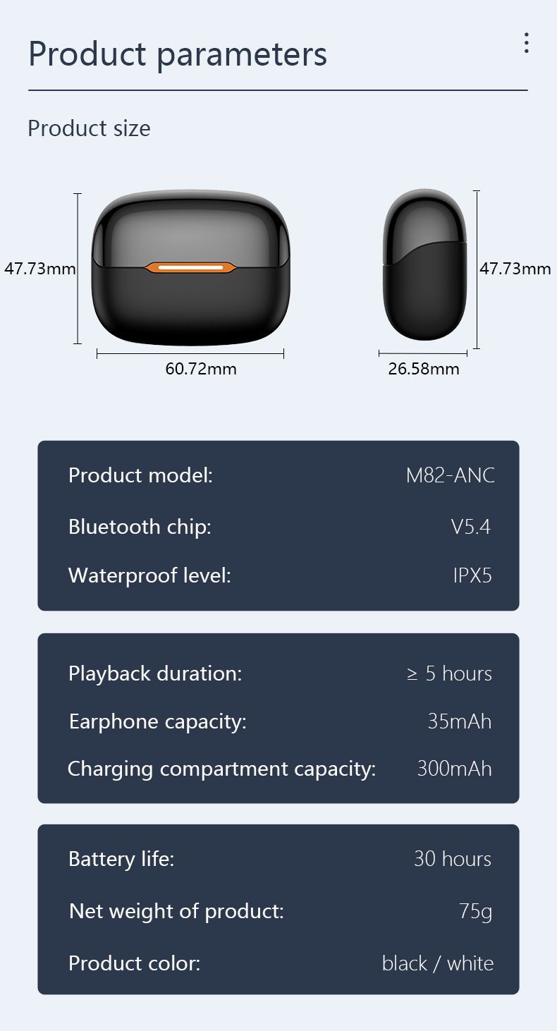 Auricolare Bluetooth wireless Six Mark Dual Mixed Feedback, riduzione del rumore, ANC + ENC, spazio di chiamata ad alta definizione, effetto sonoro TWS_voghion.com