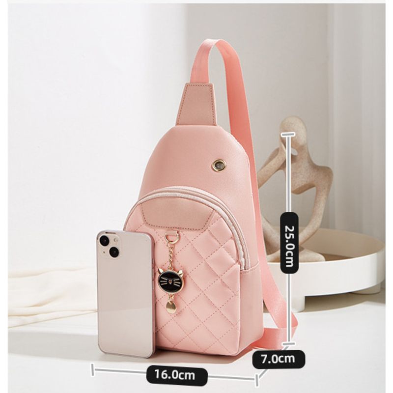 Women's 2024 New Women's Leather Diamond Chest Versatile Shoulder Bag_voghion.com