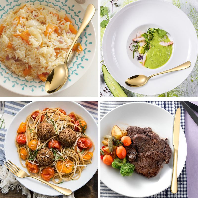 Fënnef Komponenten 40-Stéck Set Western Dessert Steak Messer Gabel Läffel Edelstahl Geschirrset_voghion.com