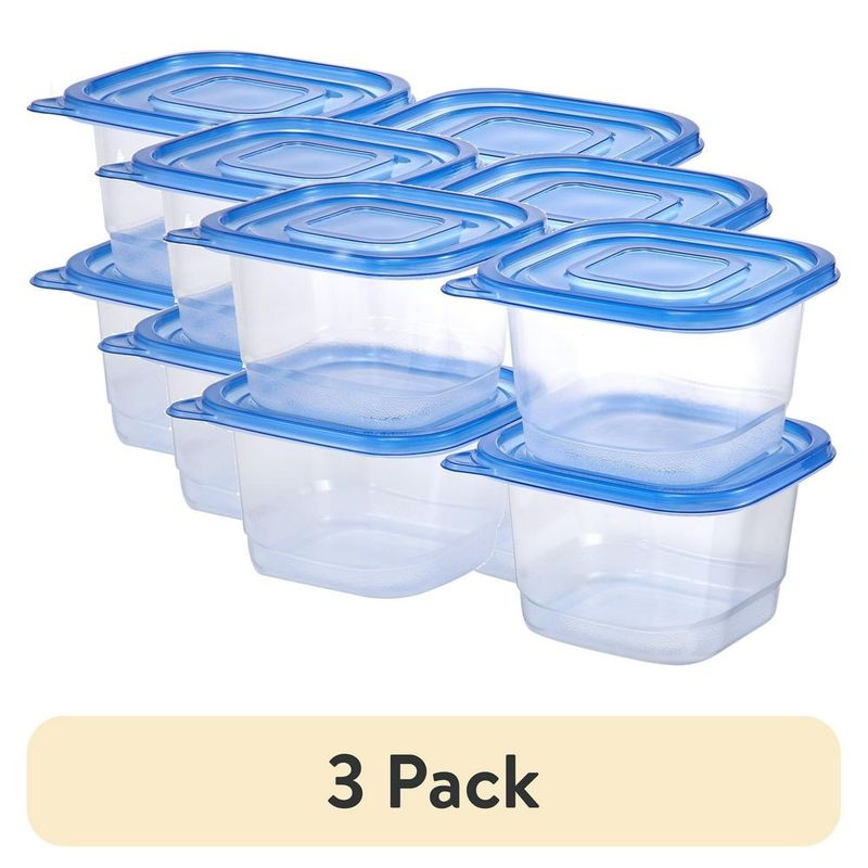 (3 Pack) 4 Pack 4.4Cup Plastic Square Food Storage Container_voghion.com