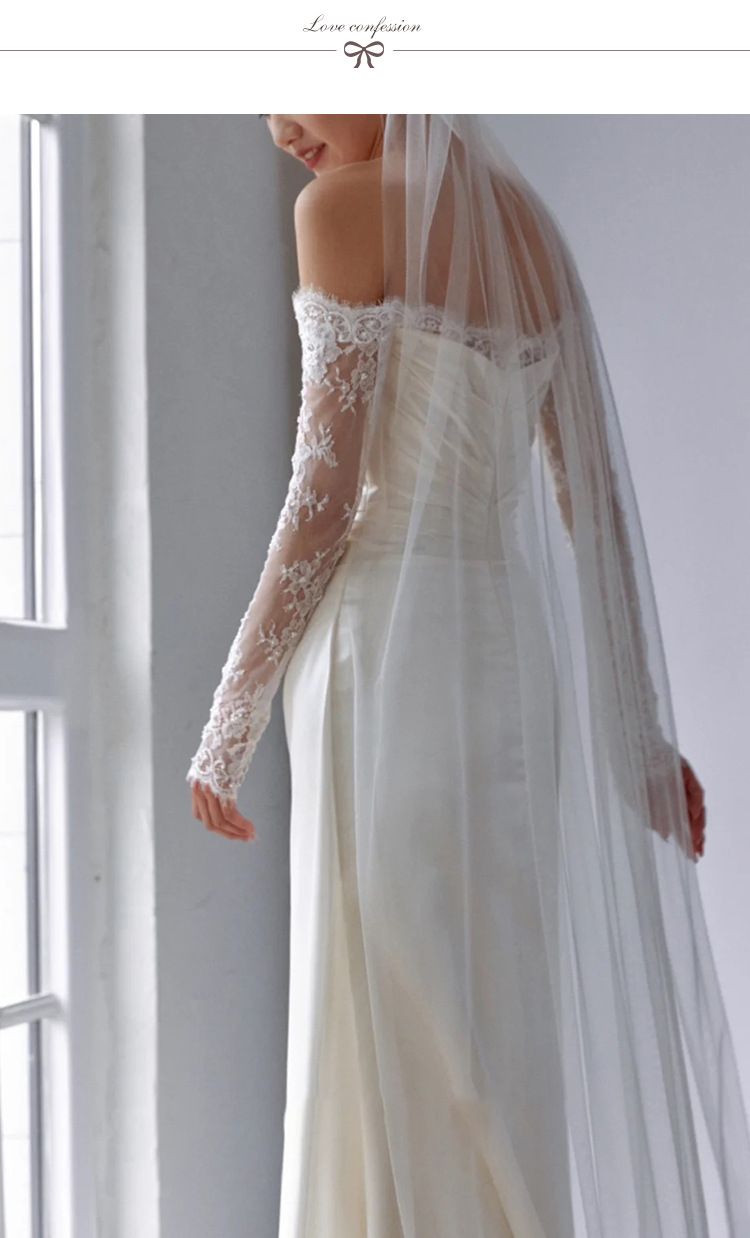 Women's Clothing One Shoulder Light Wedding Dress With Temperament And Trailing Forest Style Travel Photography Simple Long Sleeved Dress_voghion.com